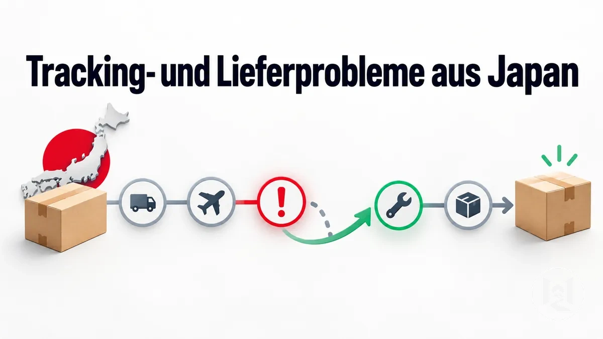 Tracking- und Lieferphasen einer Online-Bestellung aus Japan