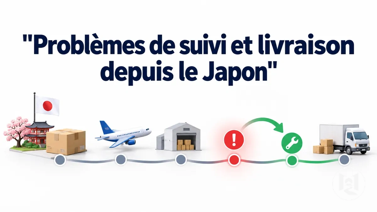 Étapes de suivi et de livraison d'une commande en ligne expédiée depuis le Japon