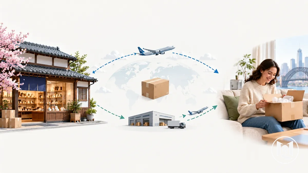 Schéma du fonctionnement des achats en ligne au Japon pour les acheteurs internationaux