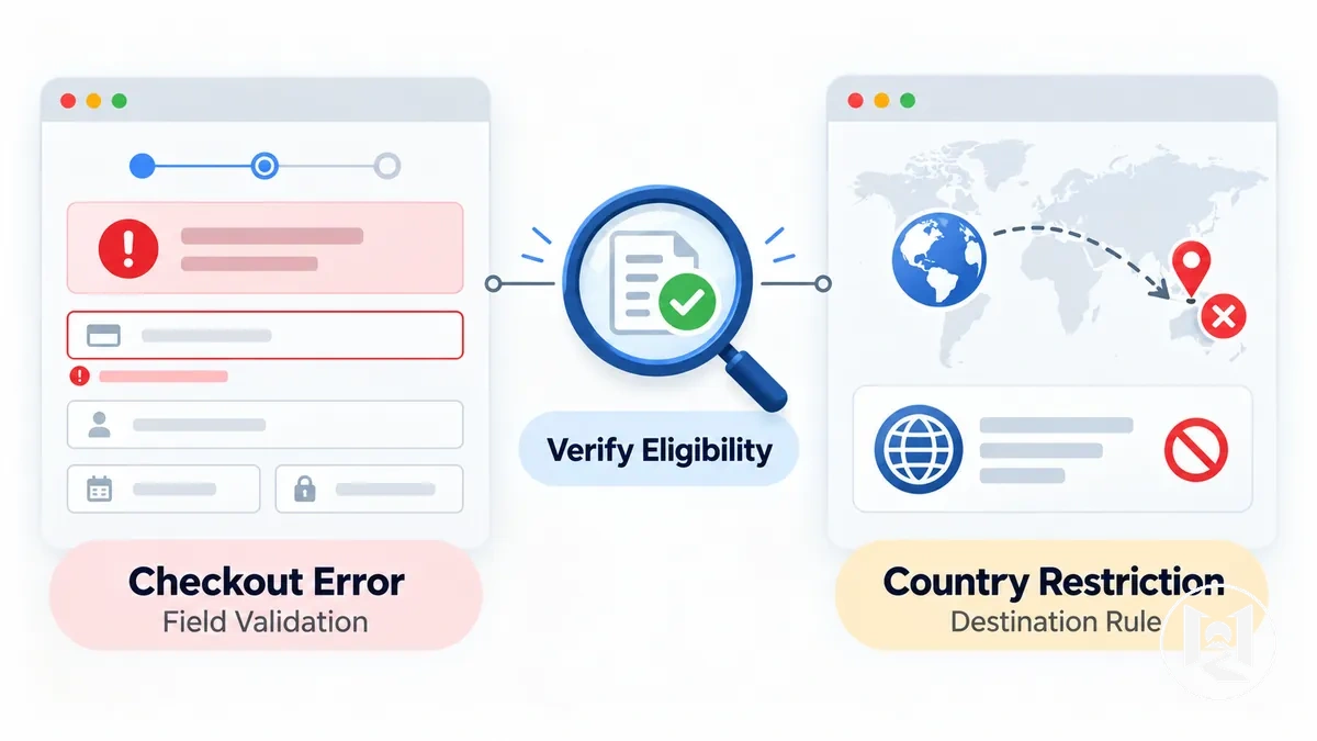 Comparaison entre un échec de validation et une restriction de commande depuis l’étranger