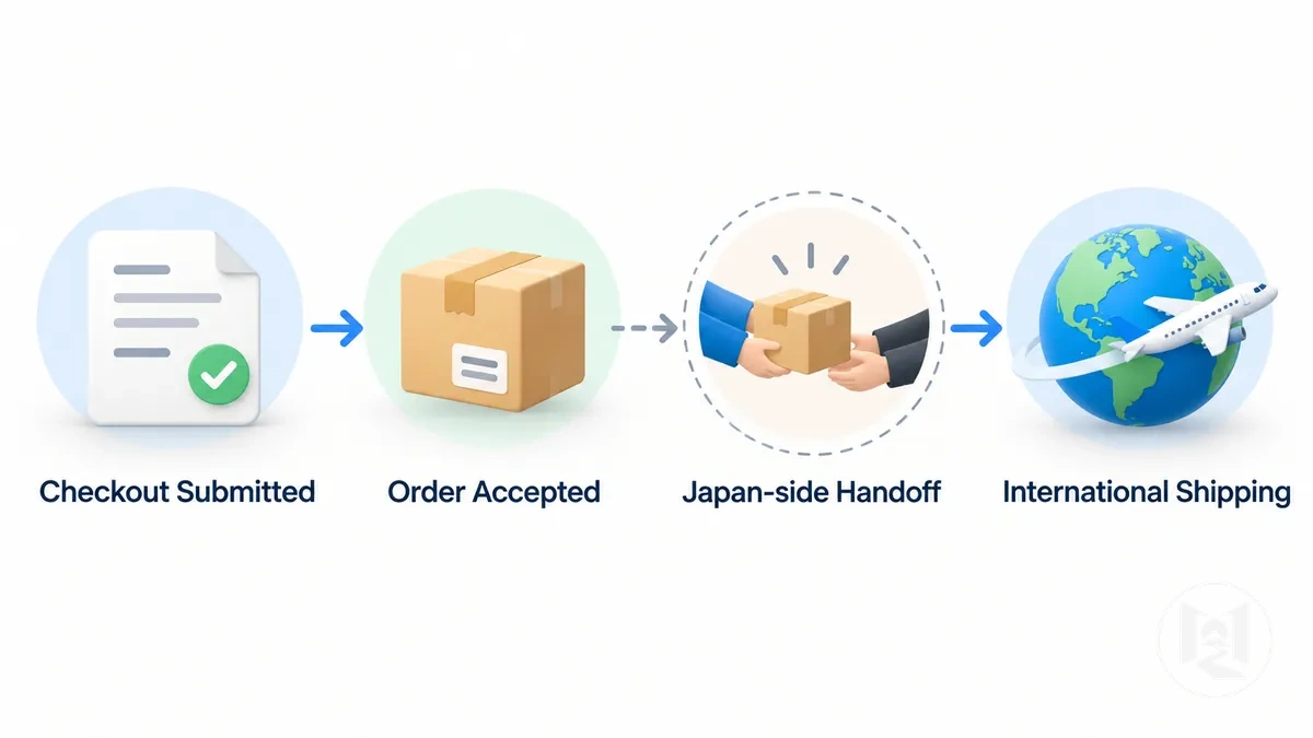 Progression étape par étape d’une commande japonaise vers l’étranger