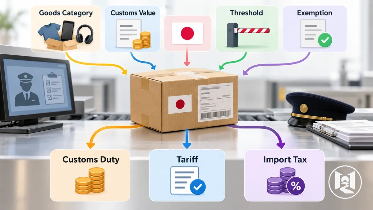 Types frais douane conditions application japon