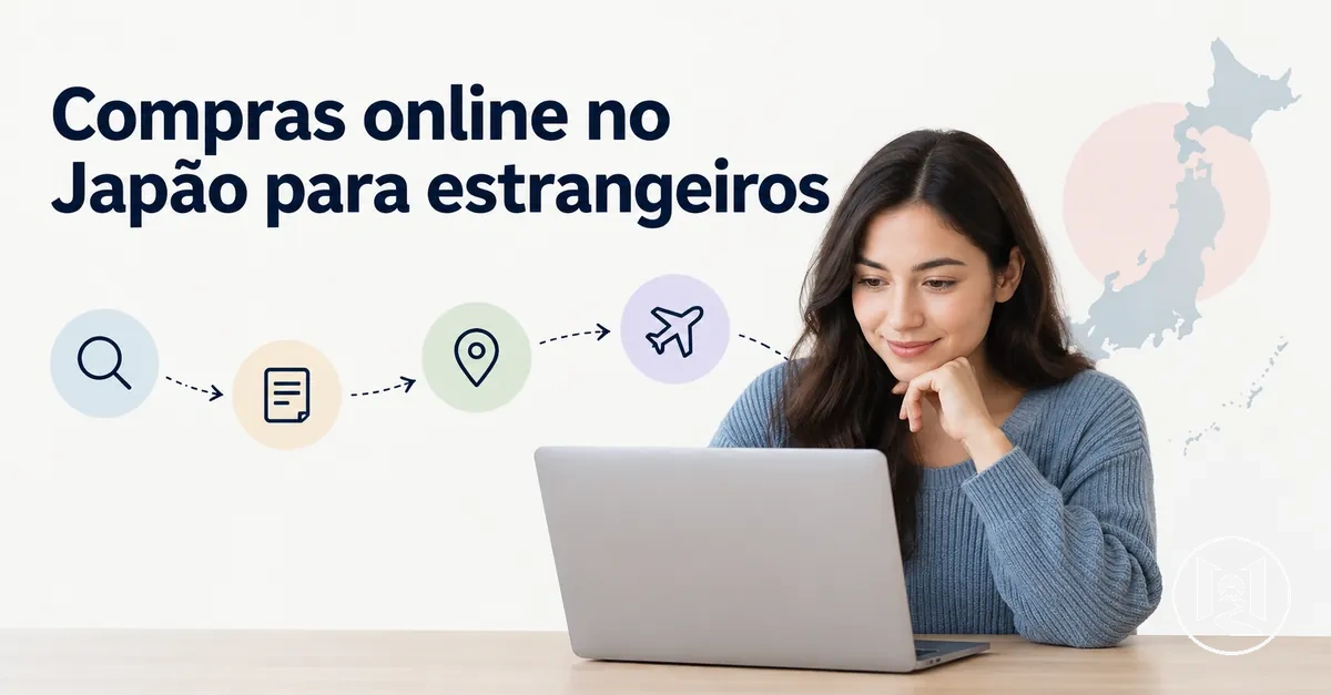 Comprador internacional seguindo o processo de compras online no Japão