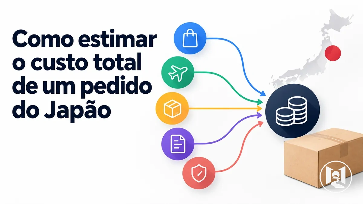 Detalhamento do custo de um pedido online enviado do Japão