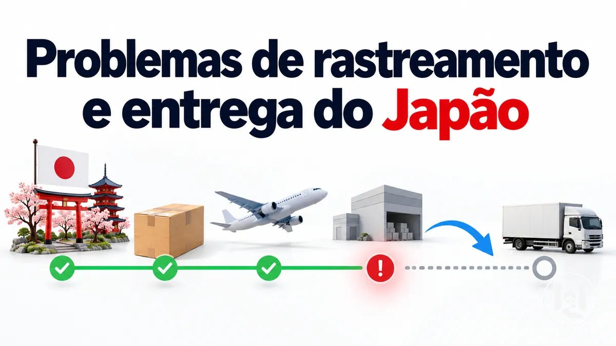 Etapas de rastreamento e entrega de um pedido online enviado do Japão