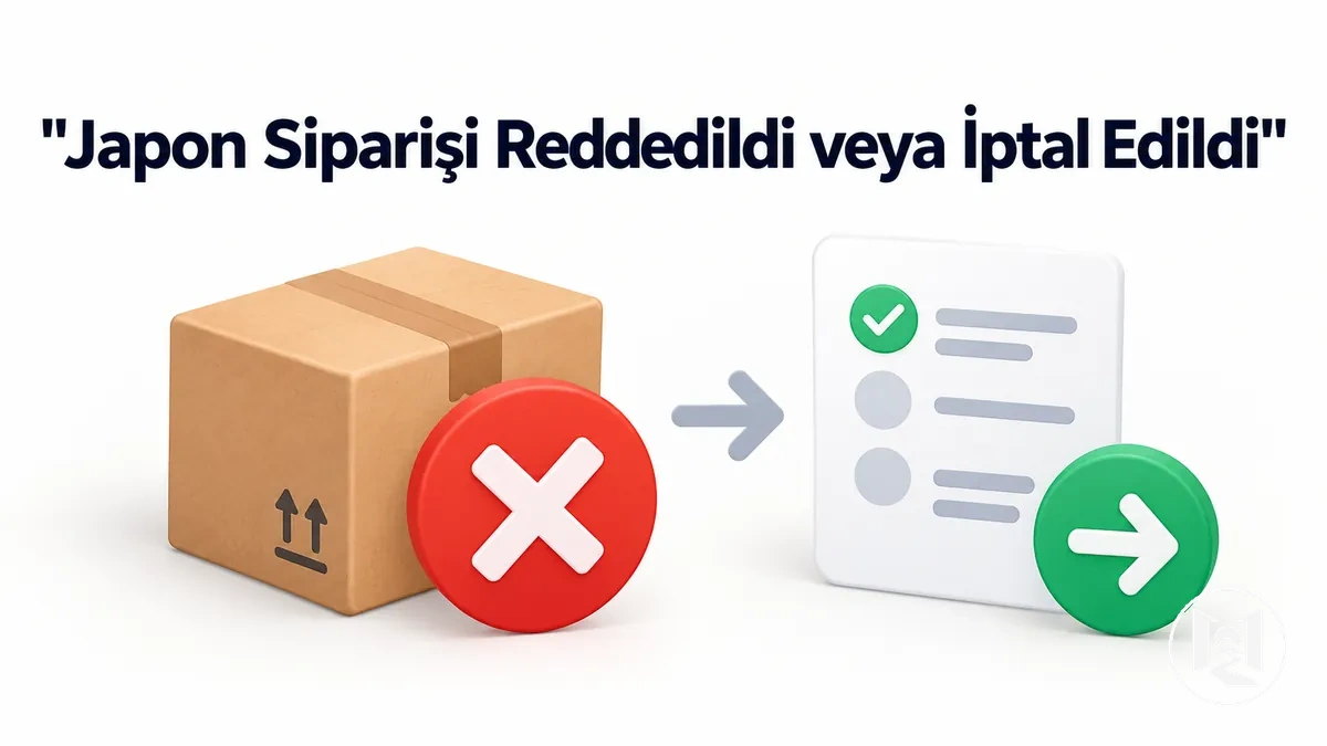 Reddedilen veya iptal edilen Japon online siparişinin sipariş tamamlama ekranı